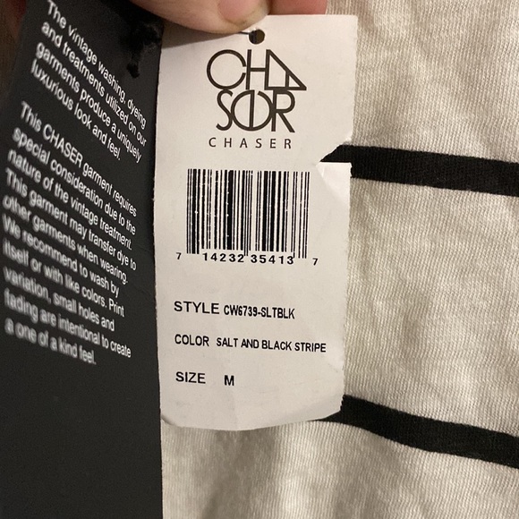 Chaser salt and black striped tie front tank Sz M - Picture 10 of 10